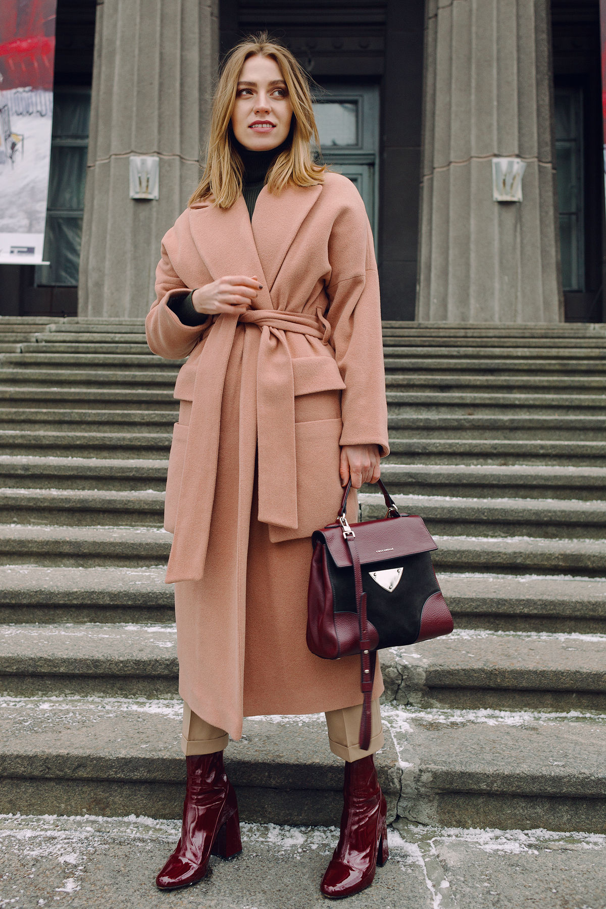 fashion blogger valeria sytnik wearing iamstudio coat